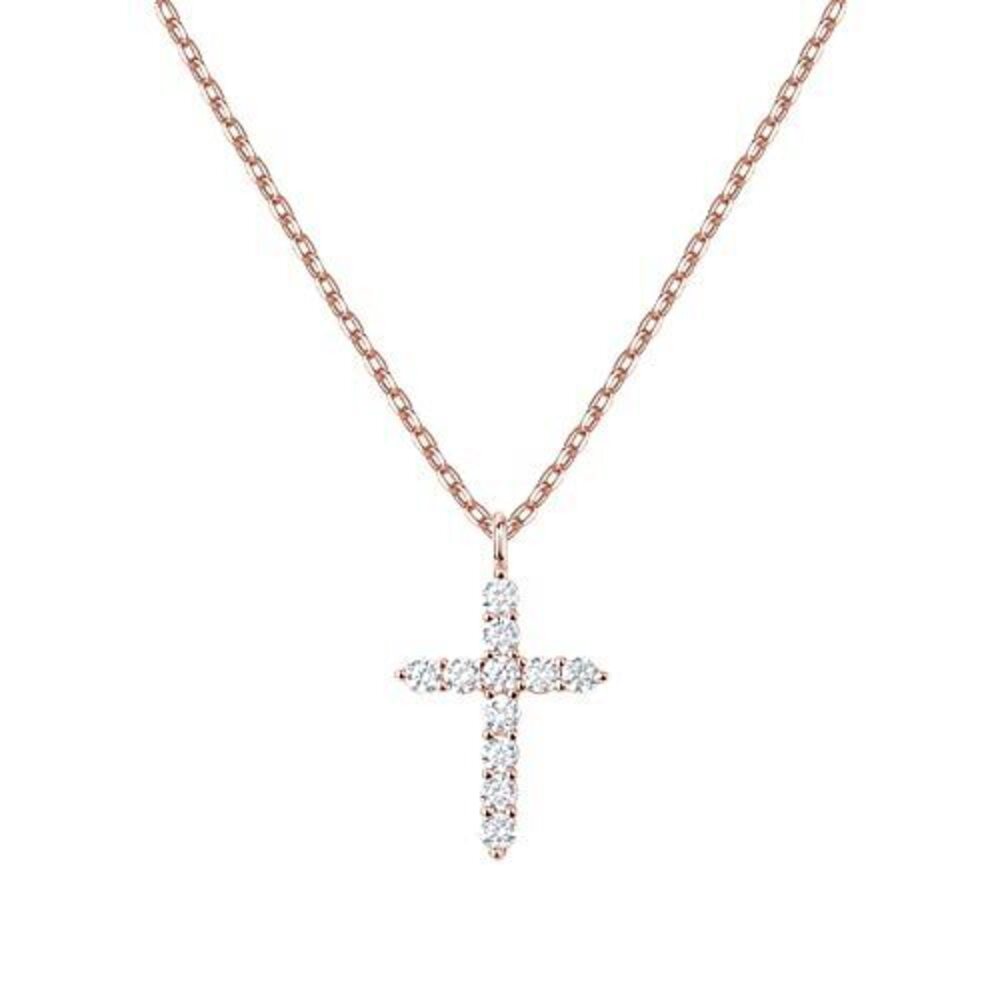9255 18K Rose Gold Vermeil Cross Necklace | Cross Pendant | Gold Necklaces